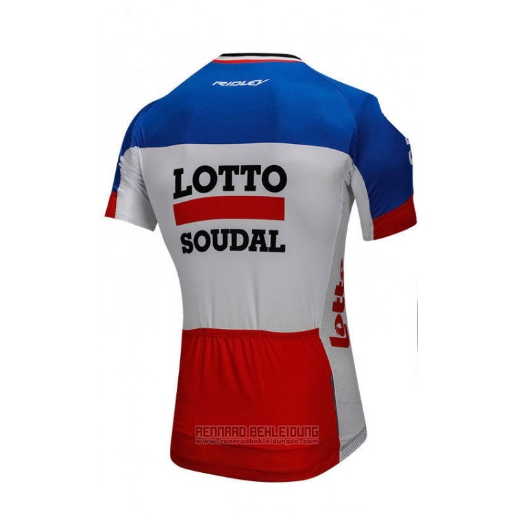 2018 Fahrradbekleidung Lotto Soudal Blau und Rot Trikot Kurzarm und Tragerhose - zum Schließen ins Bild klicken